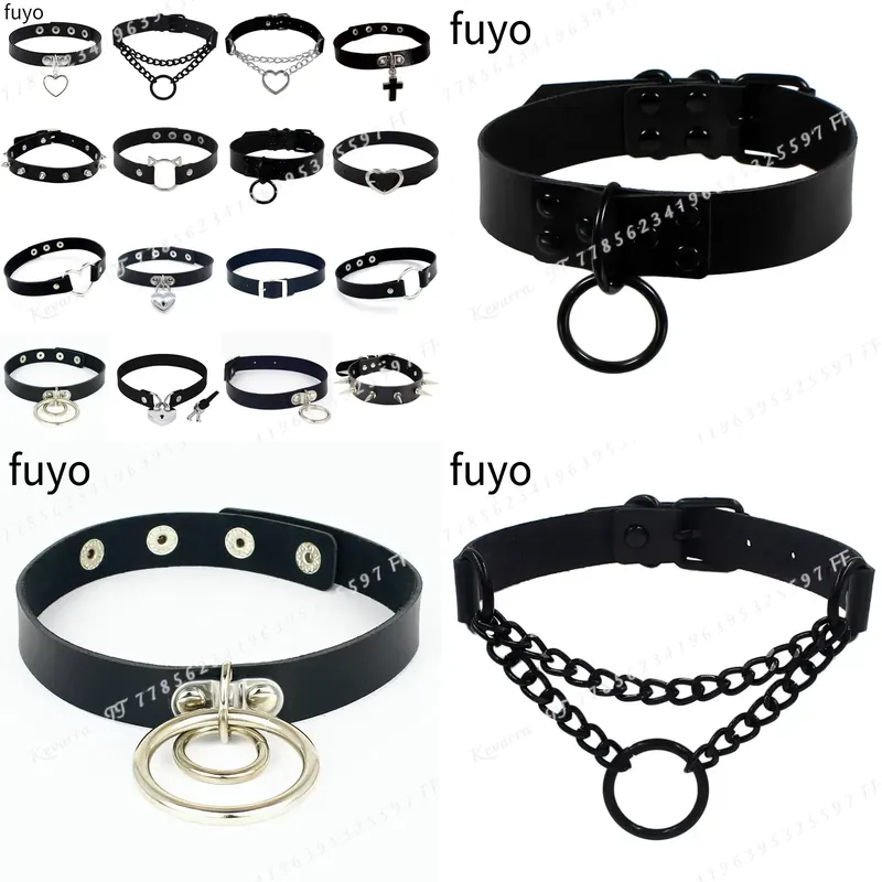 Magnetic Clasp Cosplay - Kalung Choker Kulit Punk Seksi, Aksesoris