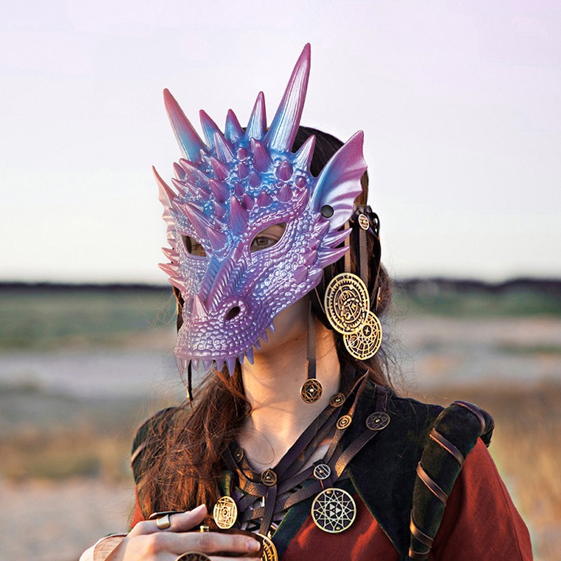 Masker naga biru mutiara 3D ce - Cosplay Prop Blueprints ulasan dan harga